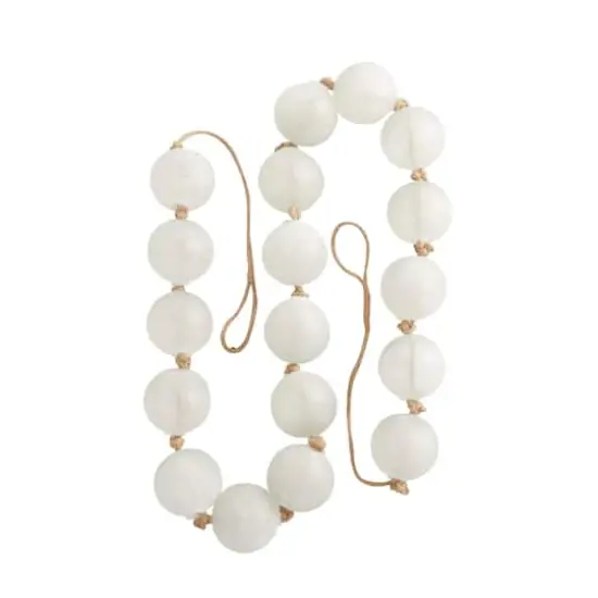 8ft. Extra Long Handmade Glass Beaded Garland with Tassels Opaque White {3}