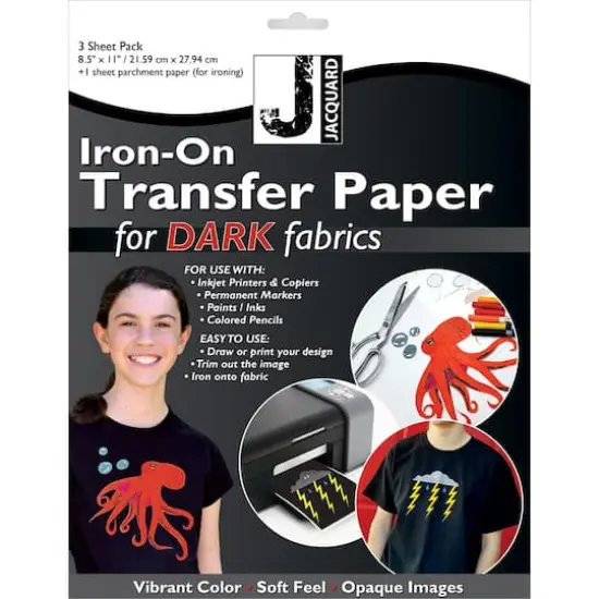 Jacquard Dark Fabric 8.5" x 11" Iron-On Transfer Paper, 3 Sheets {1}