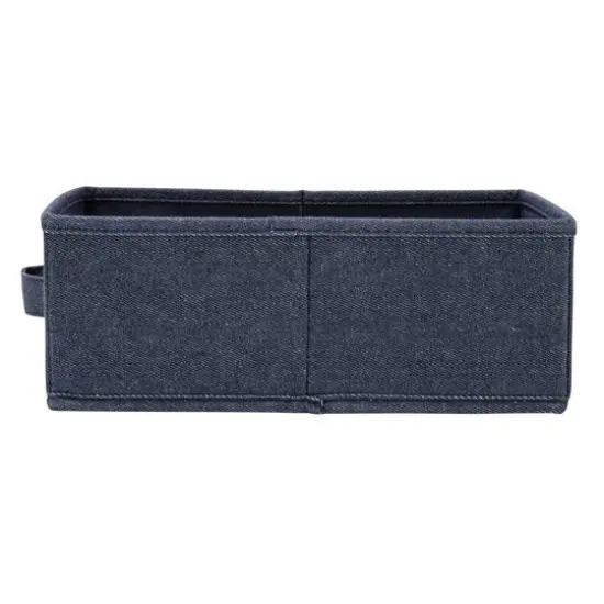 Household Essentials 11.5" Denim Blue Collapsible Cotton Blend Rectangular Storage Drawer, 2ct. {8}