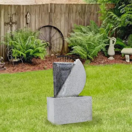 20" Gray Modern Style Rainfall Outdoor Water Fountain {3}
