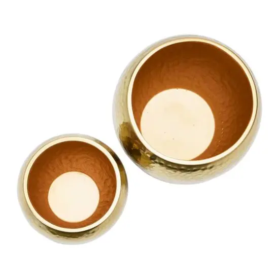 Hello Honey&reg; Brass Finish Hammered Metal Planters Set {5}