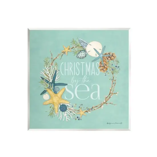 Stupell Industries Christmas By The Sea Wreath Canvas Wall Art {1}