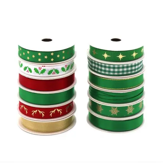 Gwen Studios 3/8" x 48yd. Green & Red Christmas Ribbon For Gifts & Crafts, 24ct. {6}