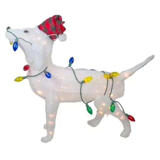 3ft. White Lighted Standing Dog Christmas Decoration {1}