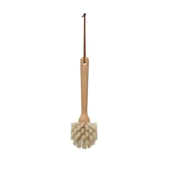 Hello Honey&reg; Beech Wood Dish Brush with Leather Strap {1}