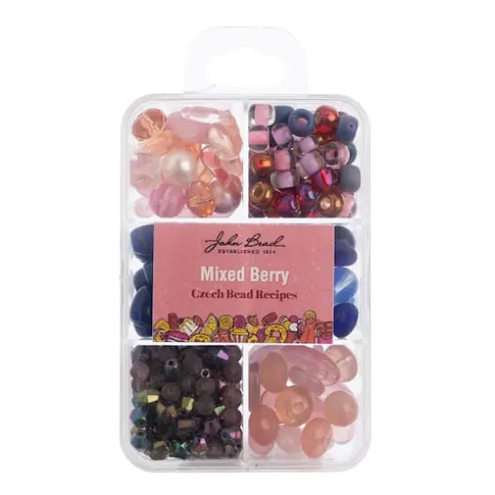 John Bead Czech Glass Recipe Box Beading Kit Mixed Berry {1}
