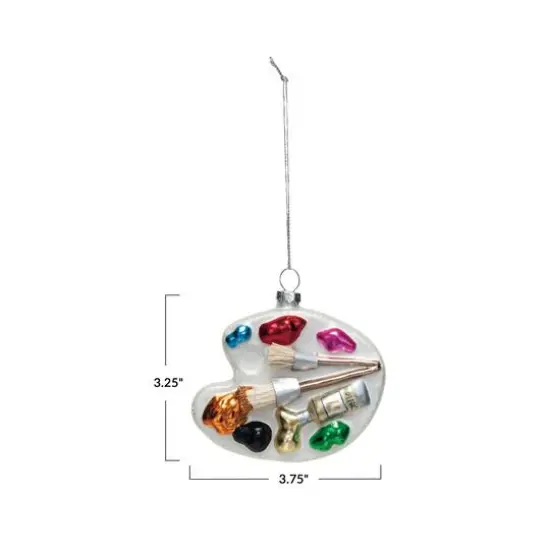 Hello Honey® 3.75" Multicolor Glass Paint Palette Ornament {5}