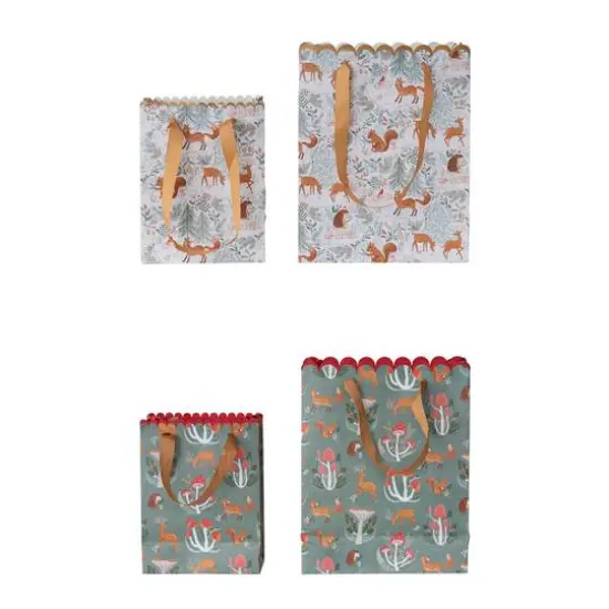 Hello Honey&reg; Woodland Flora & Fauna Scalloped Paper Gift Bag Set {1}