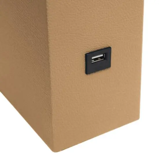 Lalia Home Lexington 21" Leather Table Lamp with USB Charging Port Beige {9}