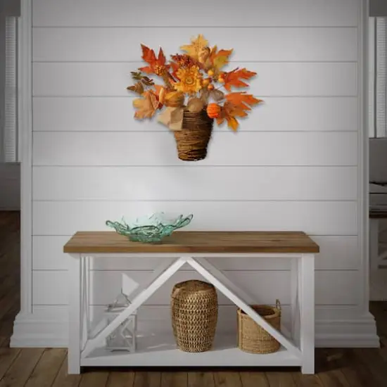 16" Pumpkins & Maple Leaves Wall Basket {3}