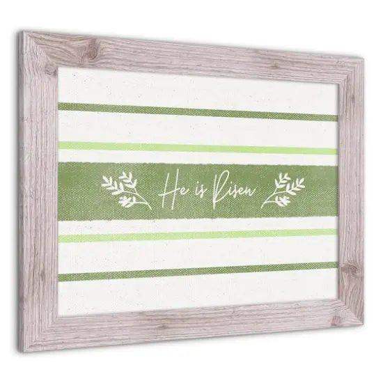 He Is Risen Green Stripes 2 16" x 20" Western White Framed Print {3}