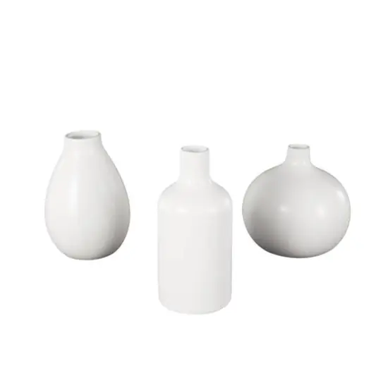 White Ceramic Minimal Ceramic Vase Set {9}