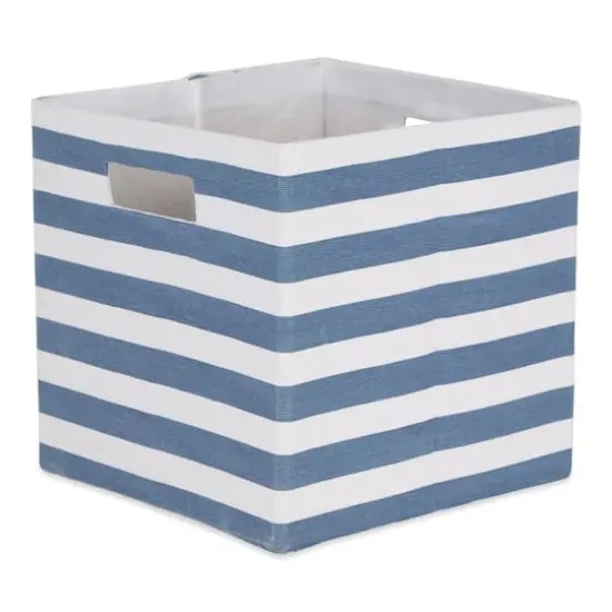 DII&reg; 11" Polyester Stripes Storage Cube French Blue {1}