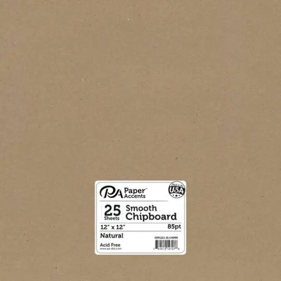 PA Paper™ Accents Natural 12" x 12" 85pt. Heavy Chipboard, 25 Sheets {1}