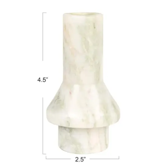 Hello Honey&reg; 4.5" White & Green Verdant Marble Taper Candle Holder {8}