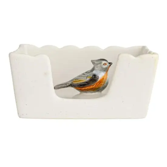 Hello Honey&reg; 6" Wide Green & White Avian Grace Stoneware Napkin Holder with Weight {10}
