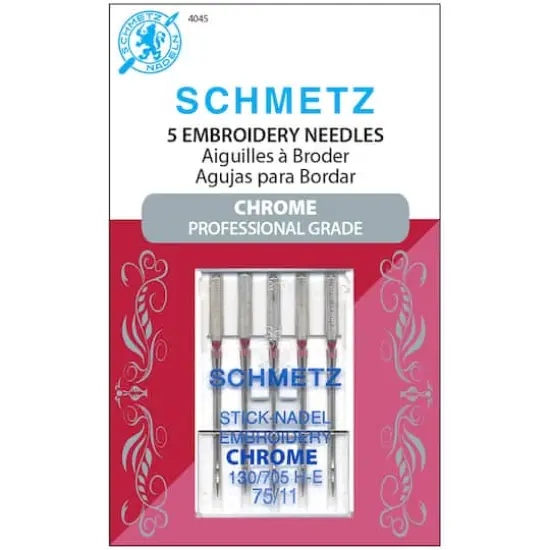 Euro-Notions Schmetz Chrome Embroidery Machine Needles, 75/11, 5ct. {1}