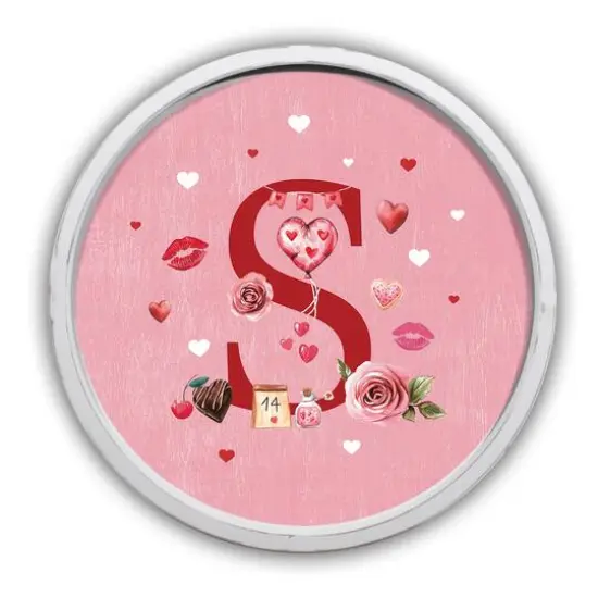 20" Valentine Things White Framed Round Monogram Print S {1}