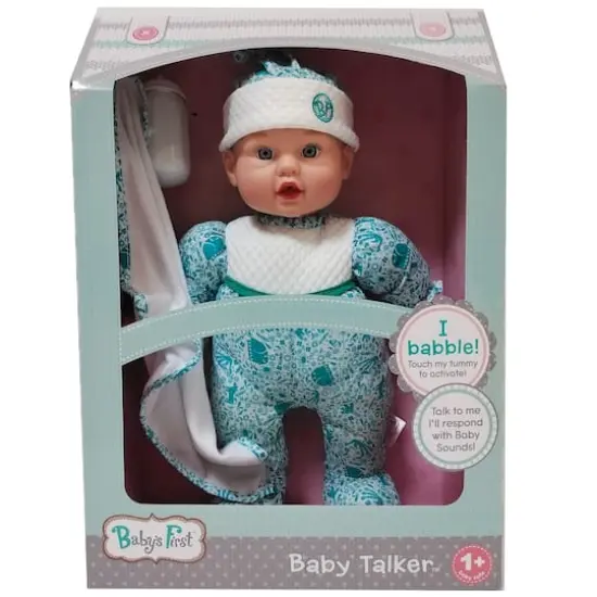 Goldberger Baby's First&reg; Baby Talker&trade; 15" Interactive Baby Doll with Trendy Teal Outfit {1}
