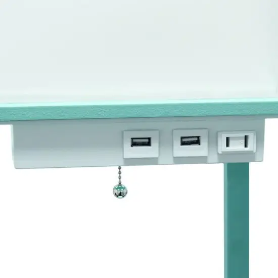 Simple Designs Floor Lamp with 2 USB Charging Ports/1 Outlet Aqua {11}