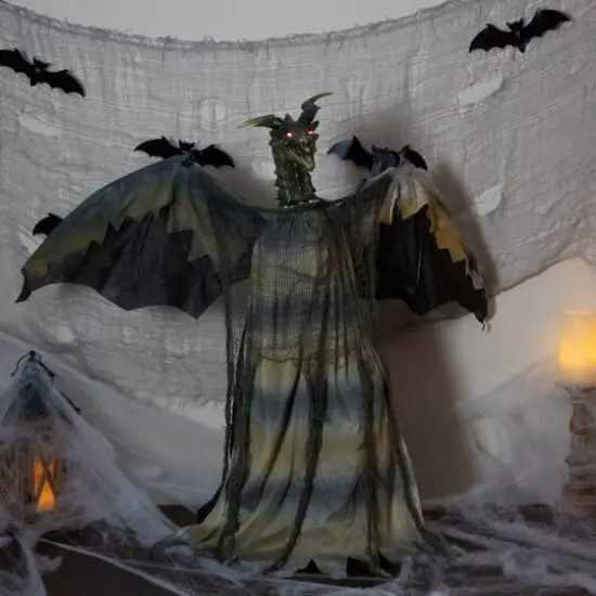 39" Lighted & Animated Dragon Halloween Decoration {3}