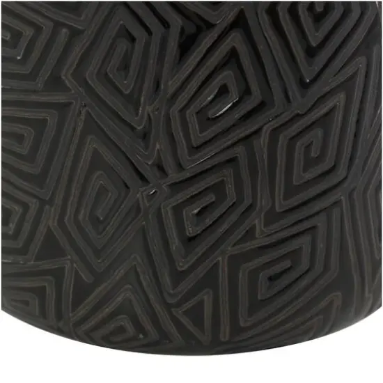 19" Black Geometric Etched Ceramic Vase {6}