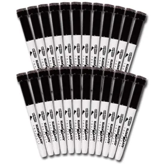 KleenSlate&reg; Black Fine Point Dry Erase Markers with Erasers, Pack of 24 {1}