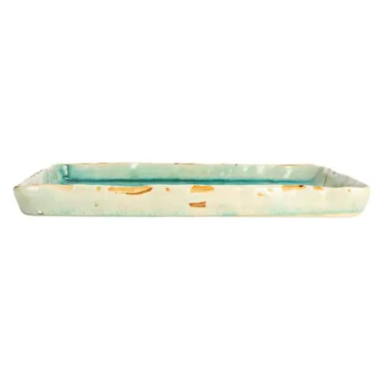Hello Honey&reg; 11" Square Aqua Reactive Crackle Glaze Stoneware Serving Trays, 6ct. {7}