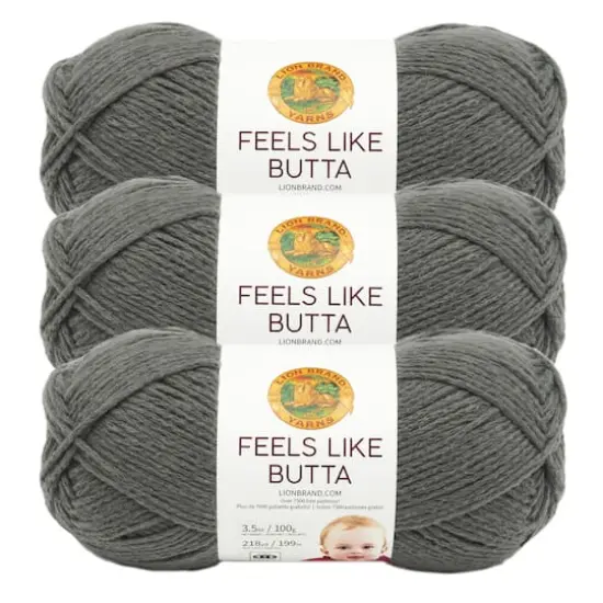3 Pack Lion Brand&reg; Feels Like Butta&reg; Solid Yarn Charcoal {1}