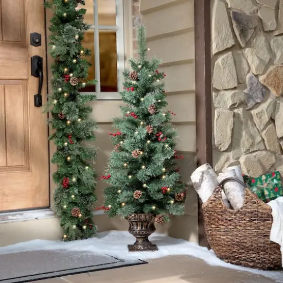 4ft. Pre-Lit Caroline Artificial Porch Christmas Tree, Warm White LED Lights {3}