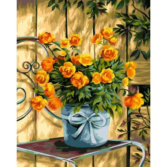 Crafting Spark Orange Flower Bouquet Painting by Numbers Kit {1}