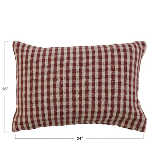 Hello Honey&reg; Gingham Woven Recycled Cotton Blend Lumbar Pillow Cover Red/White {4}