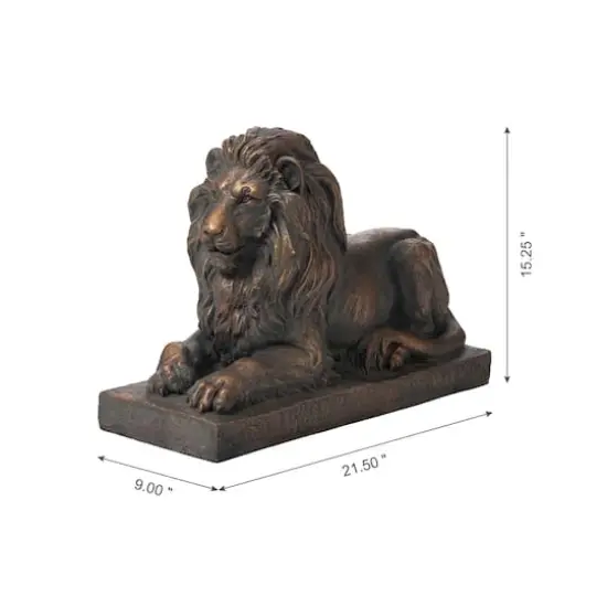 Glitzhome&reg; 22" Lying Lion Garden Statue Set Bronze {9}