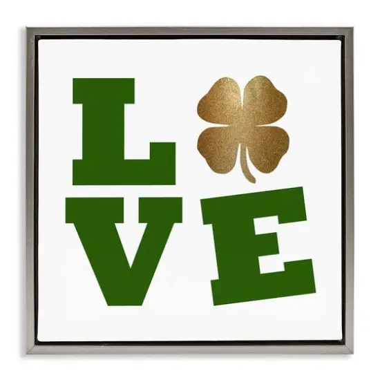 Stupell Industries St Patrick's Day Clover Love Floater Framed Art Gray {1}