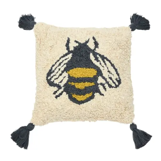 Hello Honey&reg; Cotton Bee Punch Hook Pillow with Tassels {1}