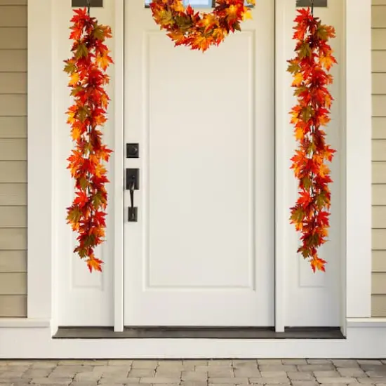 Glitzhome&reg; 6ft. Fall Lighted Maple Leaves Garland with Timer {3}