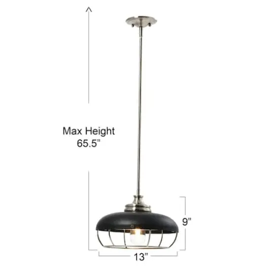 Hello Honey&reg; Robert Stevenson Lighting Presley Caged Dome Metal Ceiling Light Brushed Nickel/Matte Black {6}