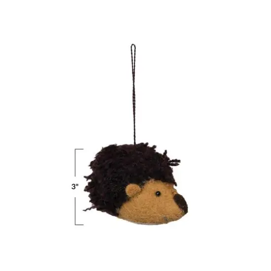 Hello Honey&reg; 3" Brown & Tan Handmade Wool Felt Hedgehog Ornament {4}