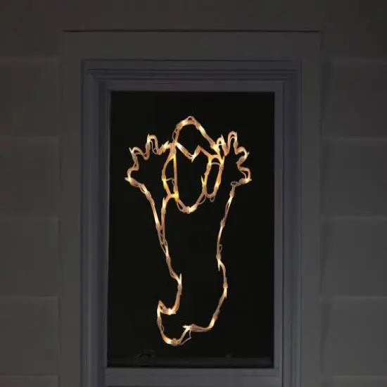 15" Lighted Ghost Halloween Double Sided Window Silhouette Decoration {4}