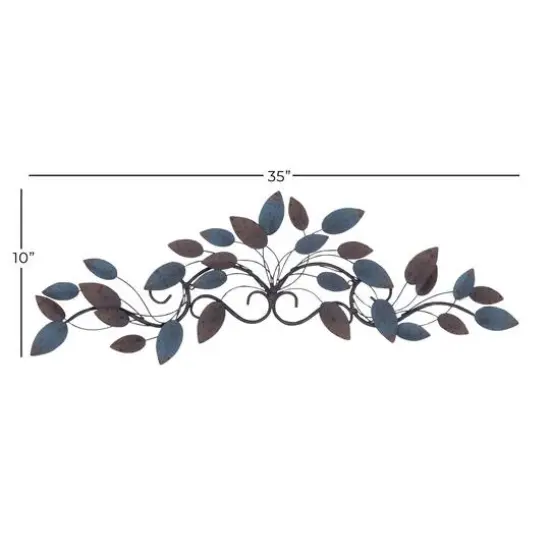 35" Blue Metal Traditional Floral Wall D&eacute;cor {7}