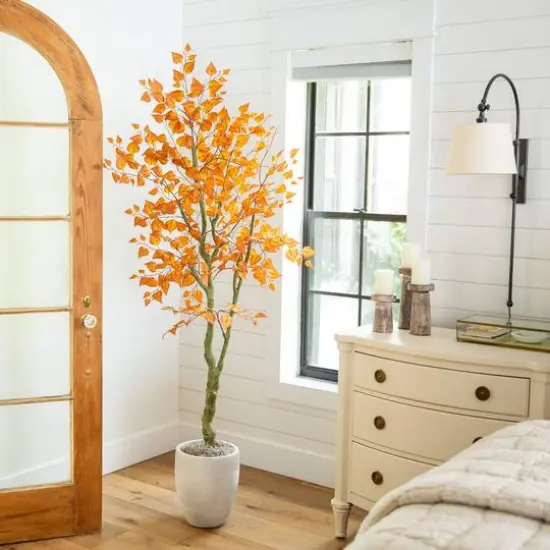 6ft. Autumn Birch Leaf Artificial Fall Tree {8}