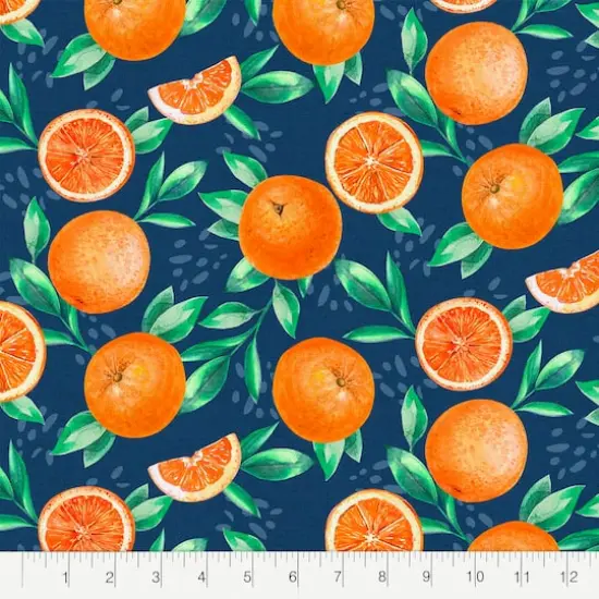 Fabric Editions Navy Orange Grove Cotton Fabric {3}