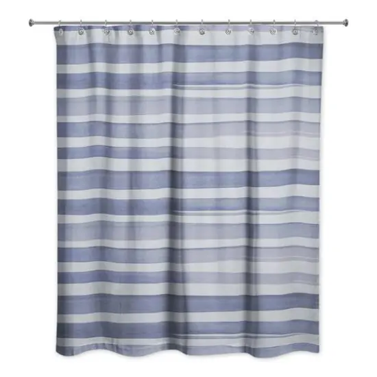 Watercolor Stripes Shower Curtain, 71" x 74" Blue {1}