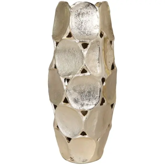 Gold Aluminum Geometric Open Framed Vase with Circular Plates Set {4}