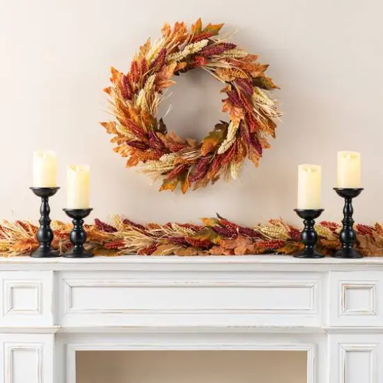 Glitzhome&reg; 72" Fall Multi-Colored Sorghum Garland {6}