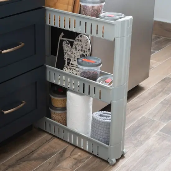 Simplify Gray 3-Tier Slim Slide Out Storage Cart {5}