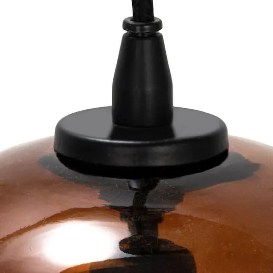 Hello Honey® 8.25" Amber Round Glass & Metal Pendant Lamp with Hardwire {7}