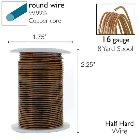 The Beadsmith&reg; Wire&trade; Elements 16 Gauge Tarnish-Resistant Wire Antique Brass {7}