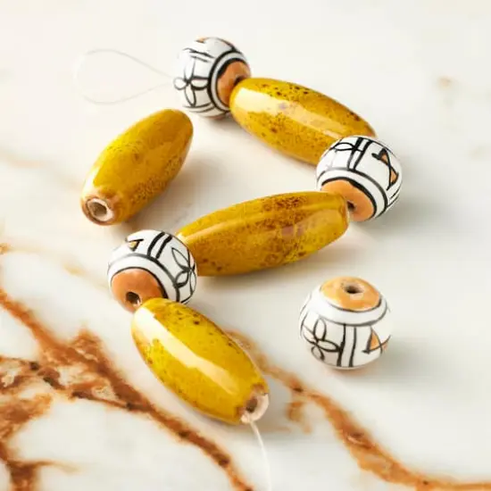 Yellow & White Ceramic Bead Mix by Bead Landing&trade; {3}