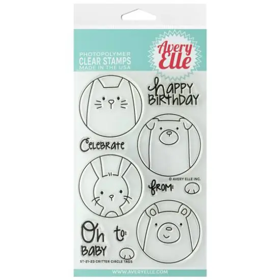 Avery Elle Critter Circle Tag Clear Stamp Set {1}